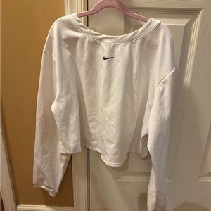 Nike Women's White Cropped Backless Long Sleeve Shirt